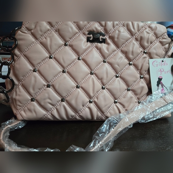 Gilda Paris Handbags - Waffle Quilted Handbag, Blush, Gunmetal Hardware NWT Gilda Paris